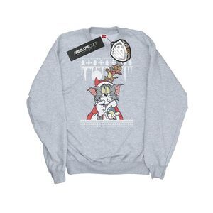 Tom And Jerry Womens/Ladies Christmas Fair Isle Sweatshirt / Heather Grey